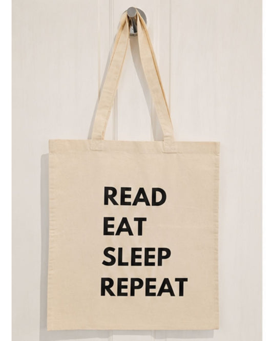 Read, Eat, Sleep, Repeat Tote Bag
